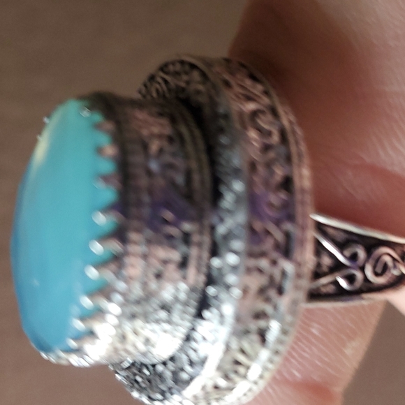 New Huge Faceted Chalcedony 925 Silver Statement Ring. - Picture 14 of 16